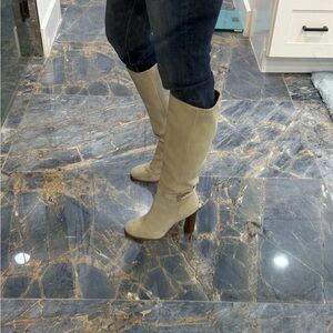 Franco Sarto Beige Heeled Boots